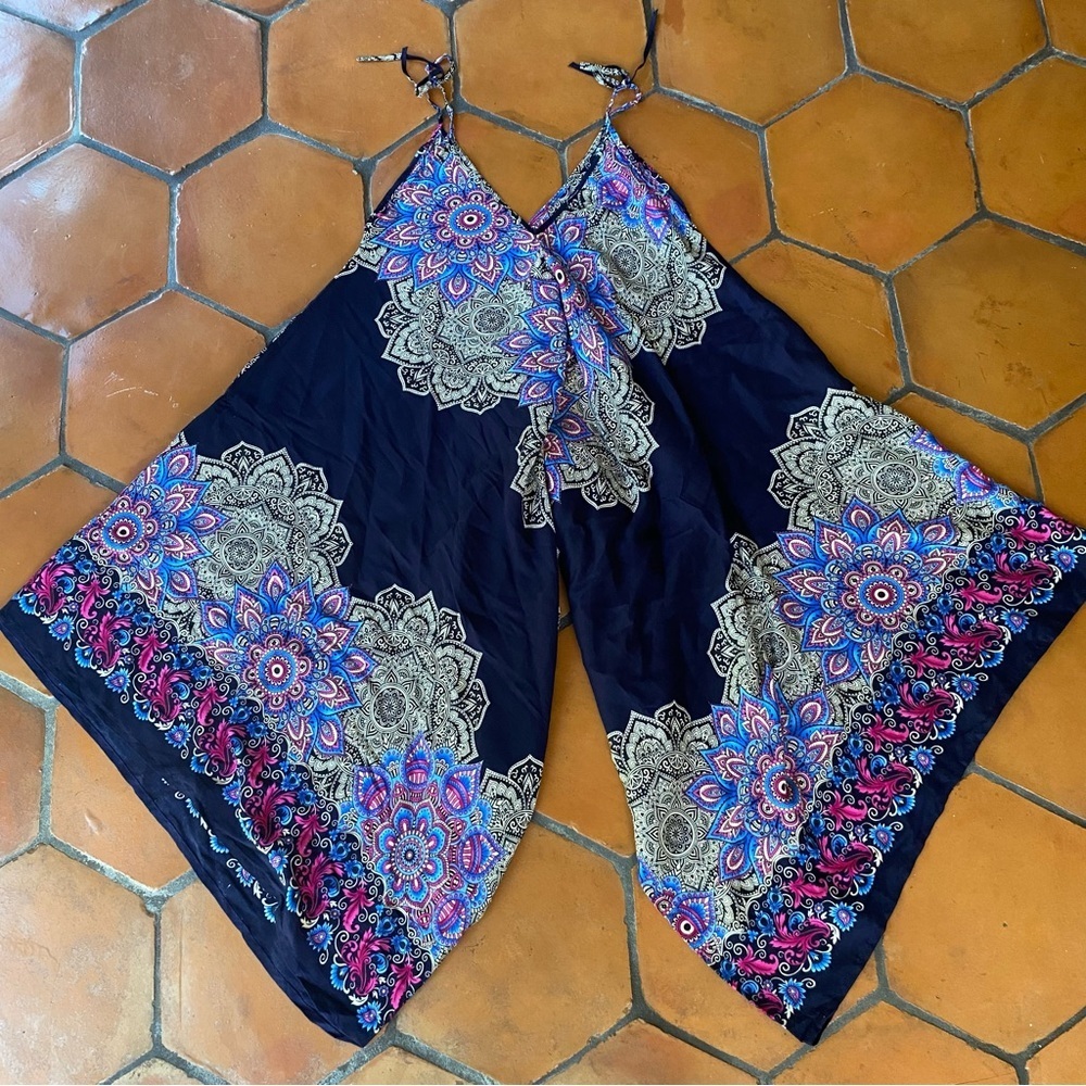 Kathmandu Imports Floral Jumpsuit Romper Boho Lagenlook Hippie Festival One size